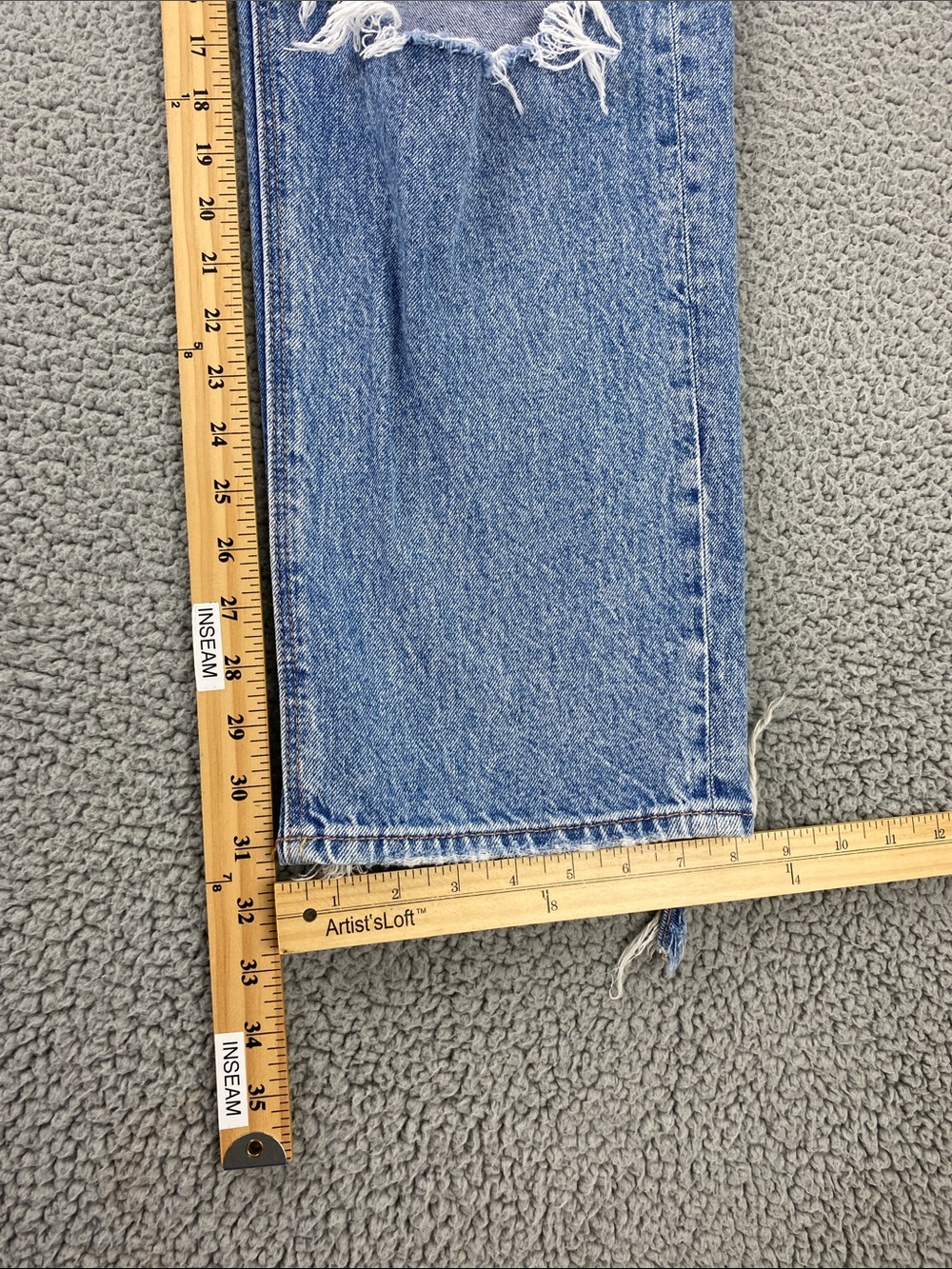 American Eagle Highest Rise Baggy Straight Destroyed Jeans Size: 8 Regular - Picture 14 of 16